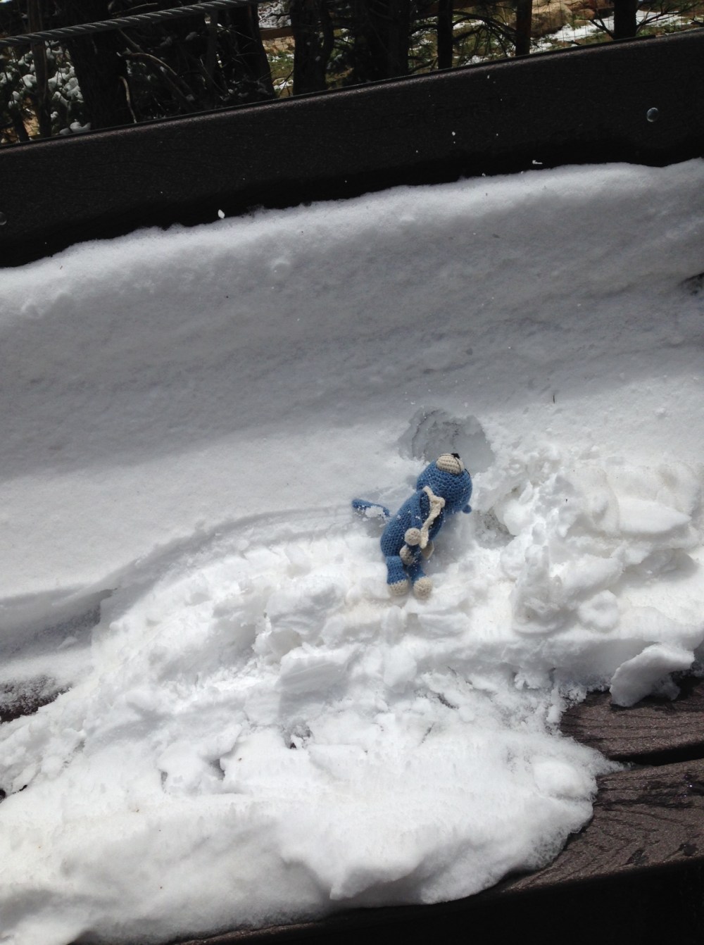 Ow! Snowballs can knock you over even in May!